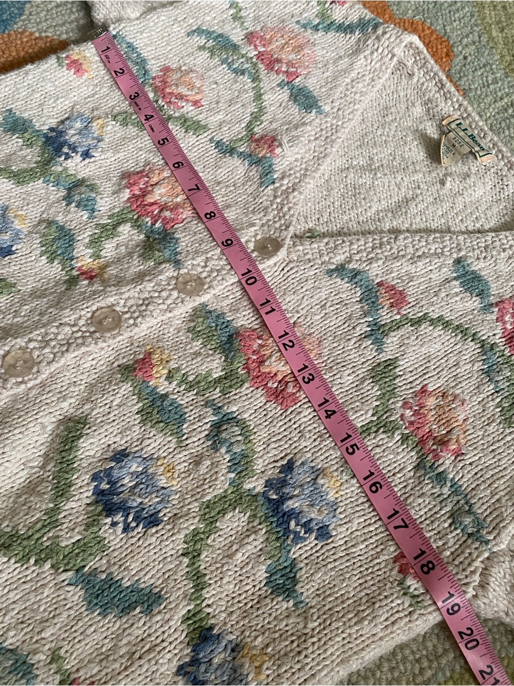 L.L. Bean Vintage Linen Blend Floral Cardigan - Picture 8 of 16